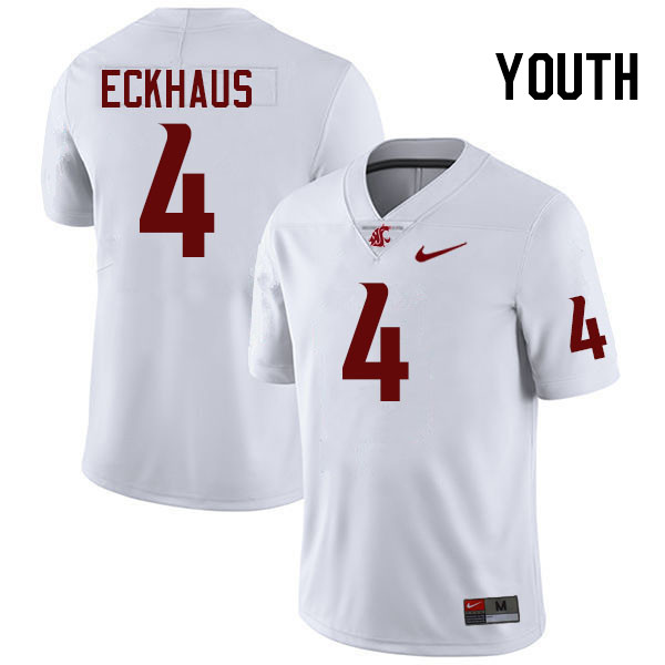 Youth #4 Zevi Eckhaus Washington State Cougars College Football Jerseys Stitched-White